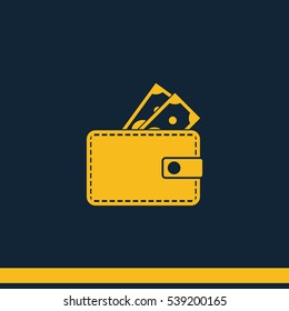 Wallet with dollars icon.