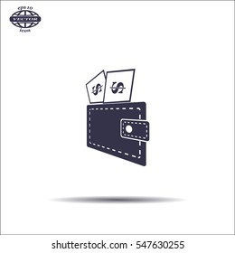 Wallet with dollars icon