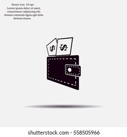 Wallet with dollars icon