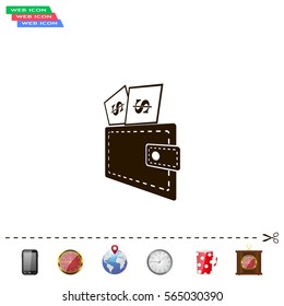 Wallet with dollars icon