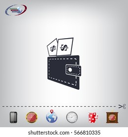 Wallet with dollars icon