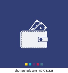 Wallet with dollars icon.