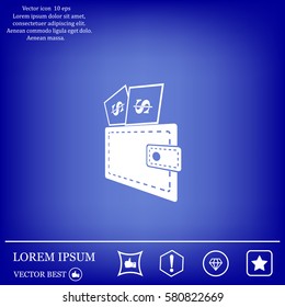 Wallet with dollars icon