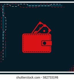 Wallet with dollars icon.