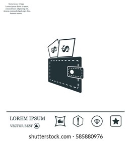 Wallet with dollars icon
