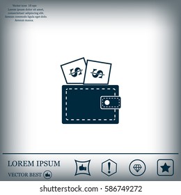 Wallet with dollars icon