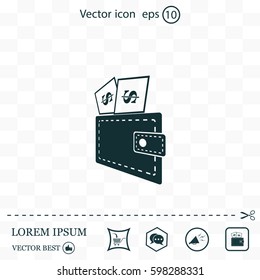 Wallet with dollars icon