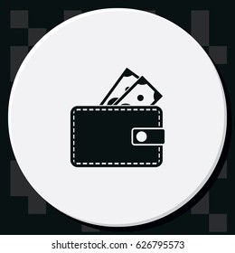 Wallet with dollars icon.
