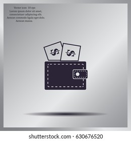 Wallet with dollars icon
