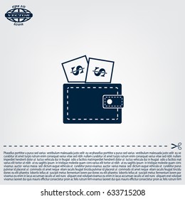 Wallet with dollars icon