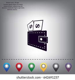 Wallet with dollars icon