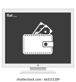 Wallet with dollars icon.