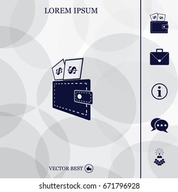 Wallet with dollars icon