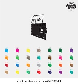 Wallet with dollars icon