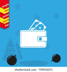 Wallet with dollars icon.