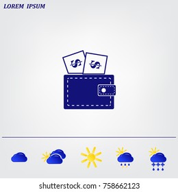 Wallet with dollars icon
