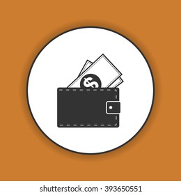 Wallet with dollars icon. Flat design style eps 10