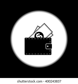 Wallet with dollars icon. Flat design style eps 10