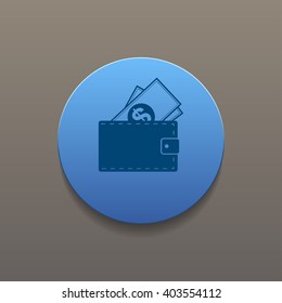 Wallet with dollars icon. Flat design style eps 10
