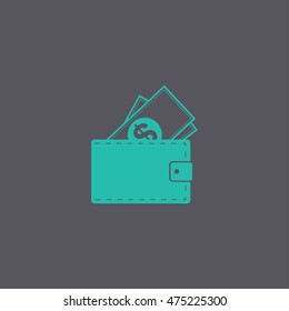 Wallet with dollars icon. Flat design style eps 10