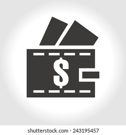 Wallet with dollars. Wallet icon. Money sign
