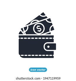 Wallet with dollars icon. Wallet with dollars symbol template for graphic and web design collection logo vector illustration
