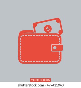 Wallet with dollars icon, vector best flat icon, EPS