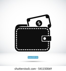 Wallet with dollars icon, vector best flat icon, EPS