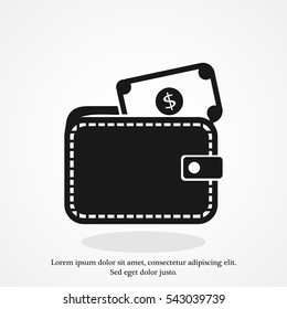 Wallet with dollars icon, vector best flat icon, EPS