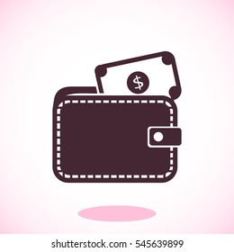 Wallet with dollars icon, vector best flat icon, EPS