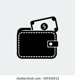 Wallet with dollars icon, vector best flat icon, EPS