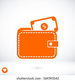 Wallet with dollars icon, vector best flat icon, EPS