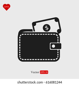 Wallet with dollars icon, vector best flat icon, EPS