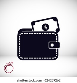 Wallet with dollars icon, vector best flat icon, EPS