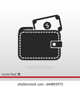 Wallet with dollars icon, vector best flat icon, EPS