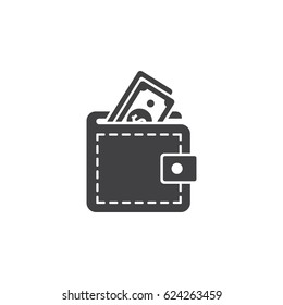 Wallet with dollars icon vector illustration on white background