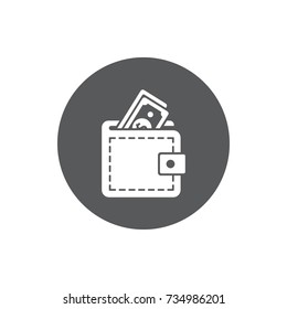 Wallet with dollars icon vector illustration on white background. 