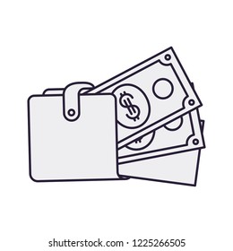 wallet with dollars isolated icon