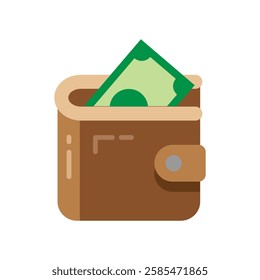 Wallet with dollars sticking out. Purse illustration in flat design stock illustration