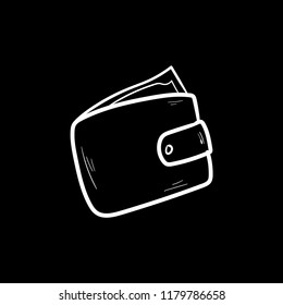  wallet doodle icon vector flat black