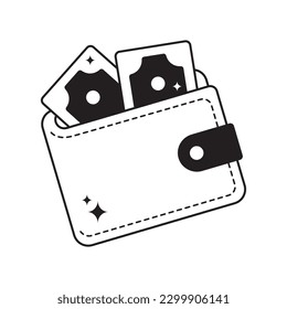 Wallet doodle vector outline icon. EPS 10 file
