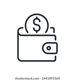 Wallet editable stroke outline icon isolated on white background flat vector illustration. Pixel perfect. 64 x 64