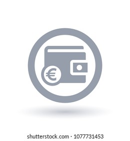Wallet Euro icon. European purse money symbol. Personal finance cash sign in circle outline. Vector illustration.