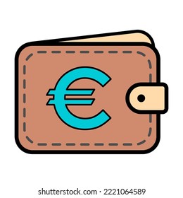 Wallet Euro icon, finance flat symbol, economy deposit cash vector illustration sign .