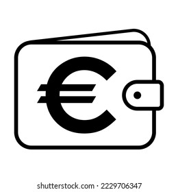 Wallet Euro icon, finance flat symbol, economy deposit cash vector illustration sign .