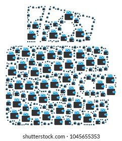 Wallet figure combined in the set of wallet design elements. Vector iconized composition done with simple elements.