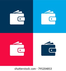 Wallet filled money tool four color material and minimal icon logo set in red and blue
