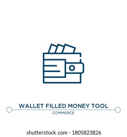 wallet filled money tool vector line icon. Simple element illustration. wallet filled money tool outline icon from commerce concept. Can be used for web and mobile
