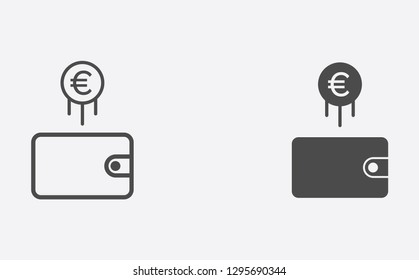 Wallet filled and outline vector icon sign symbol
