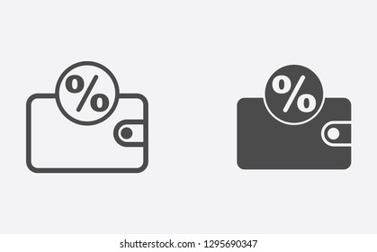 Wallet filled and outline vector icon sign symbol